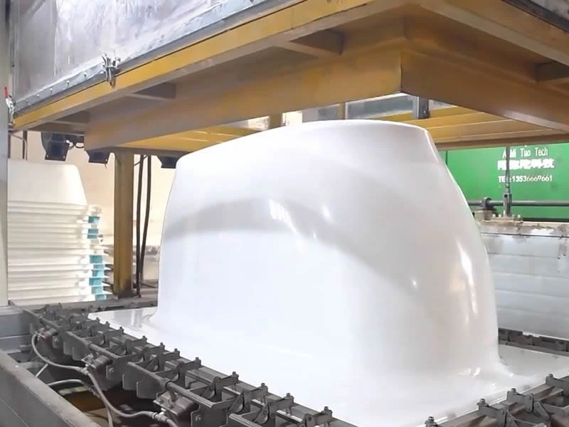 Thermoforming process of acrylic bathtub