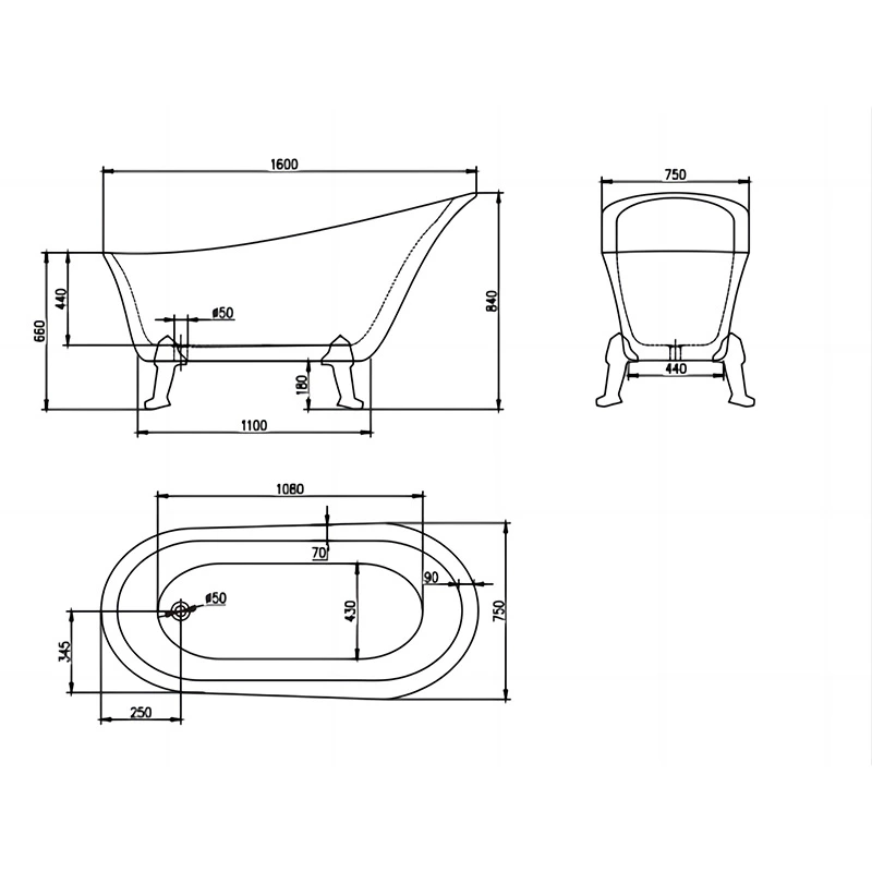 Small Acrylic Freestanding Tub - Compact Style for Any Space