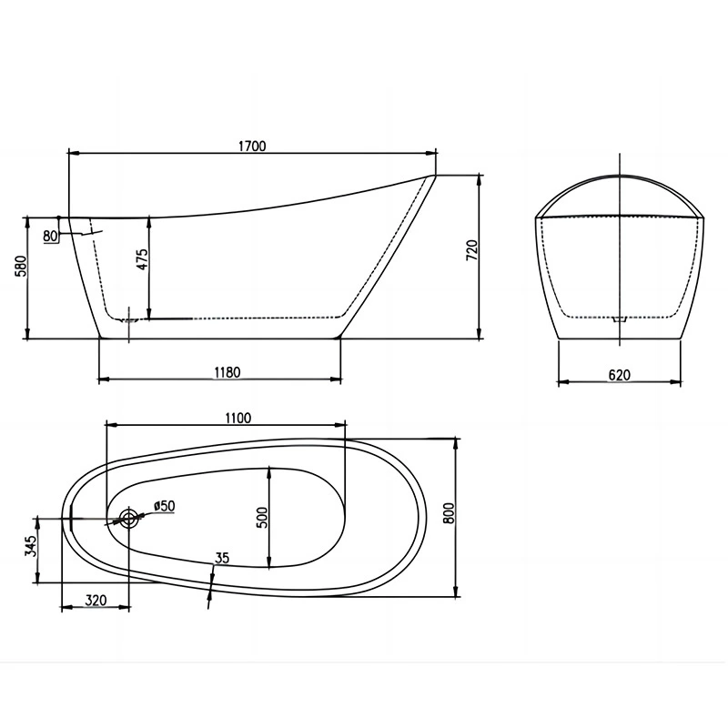 Hot sale 67 Inch modern acrylic Freestanding Bathtub