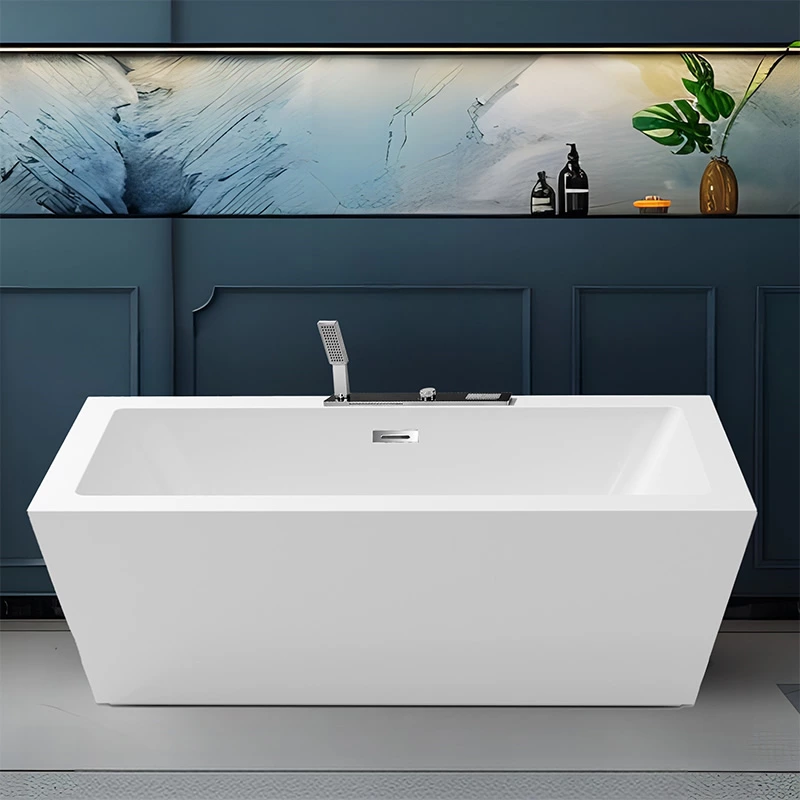 Contemporary Rectangle  Acrylic Freestanding Bathtub- Redefine Your Bathroom Aesthetics