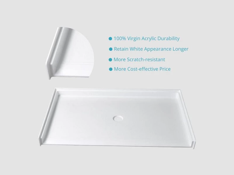 62"X38" ADA Compliant Slip-Resistant Acrylic Shower Base CUPC Certified