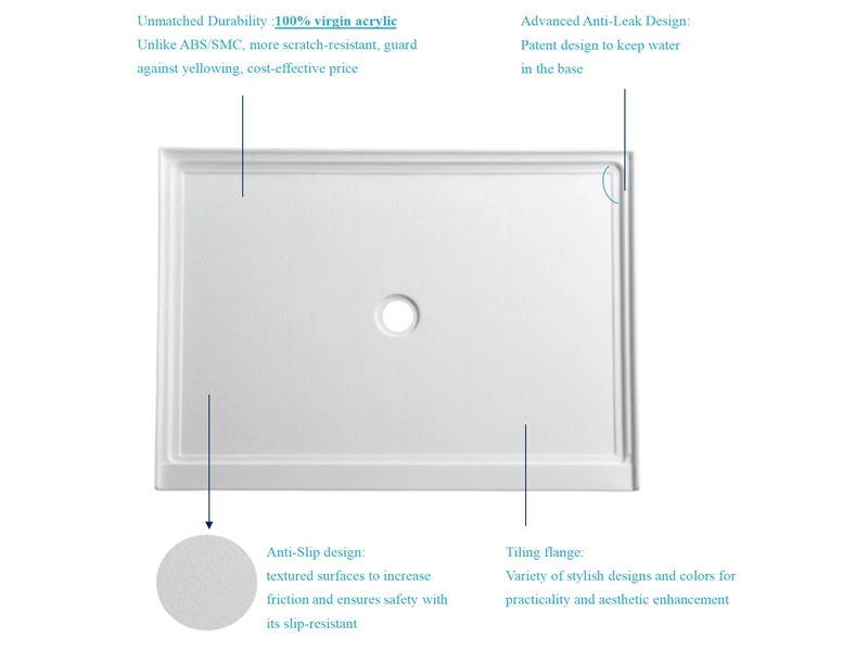 38"x38" Premium Acrylic Shower Pans | cUPC Certified High-Quality | Available in Multiple Sizes