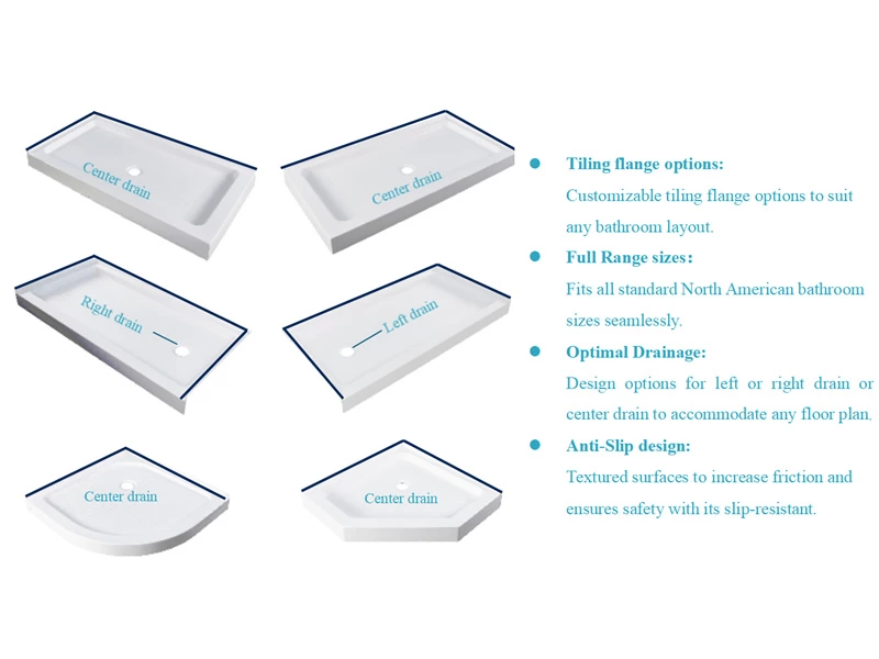 38"x38" Premium Acrylic Shower Pans | cUPC Certified High-Quality | Available in Multiple Sizes