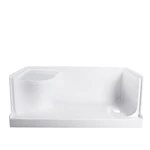 60''x32'' CUPC Certified Acrylic Shower Tray with Integrated Seat Perfect for Home Renovations