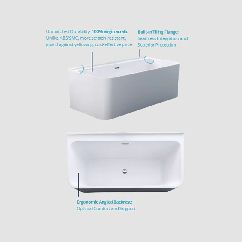 60"X32" 60"X30" Stylish Durable Acrylic Alcove Bathtubs with armrest design with right or left drain