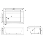 60"x32" 60"x36" High Quality Modern Acrylic Alcove Bathtubs with Single Skirt and Arc Design