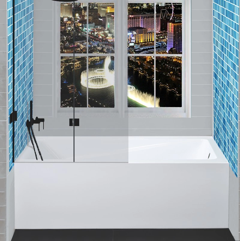 60"x36" Modern Skirted Acrylic Alcove Bathtub with Non-Slip Bottom Armrests Quick Drain Options