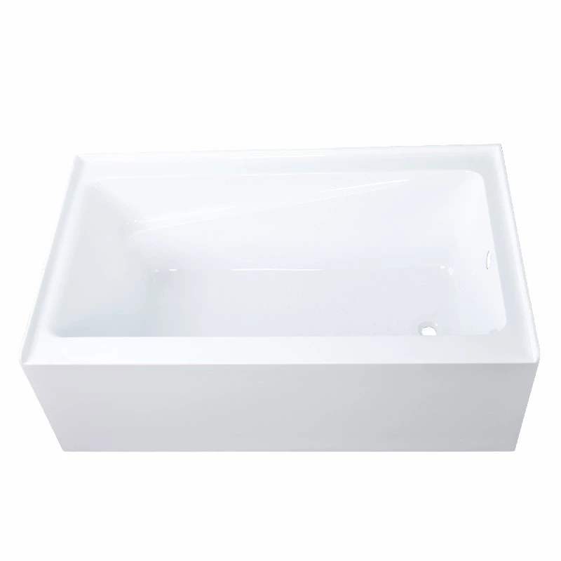 60"x36" Modern Skirted Acrylic Alcove Bathtub with Non-Slip Bottom Armrests Quick Drain Options