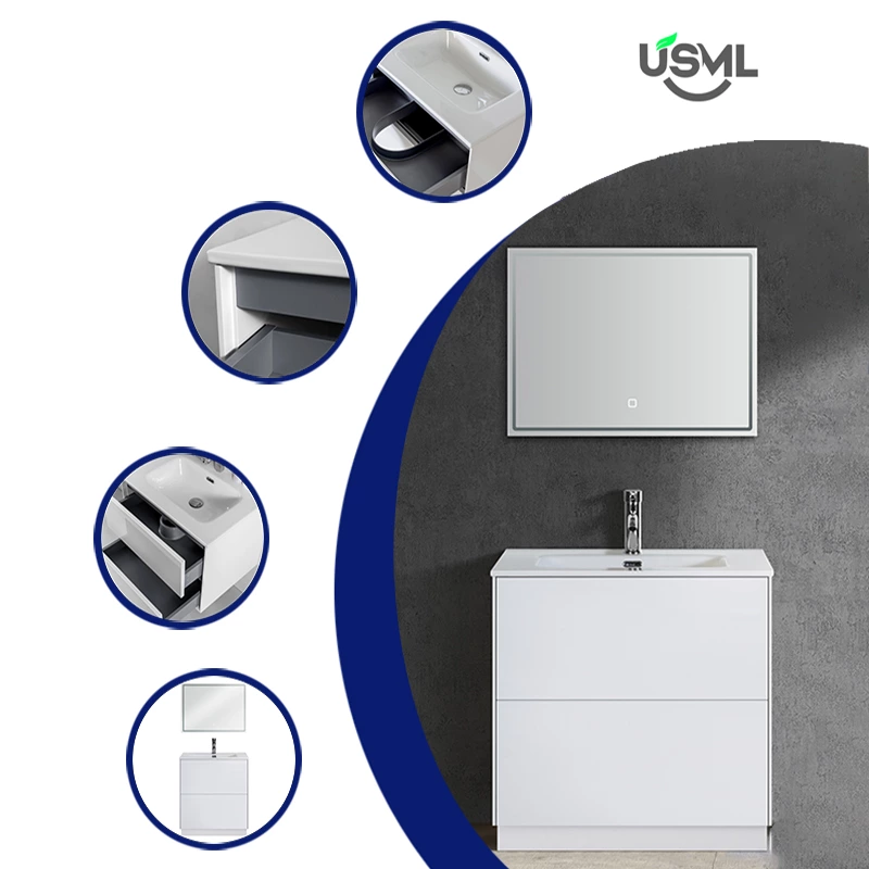 Modern Design With U-shaped Bathroom Cabinet Dtc Soft-close Drawers With FSC Certified Bathroom Cabinet