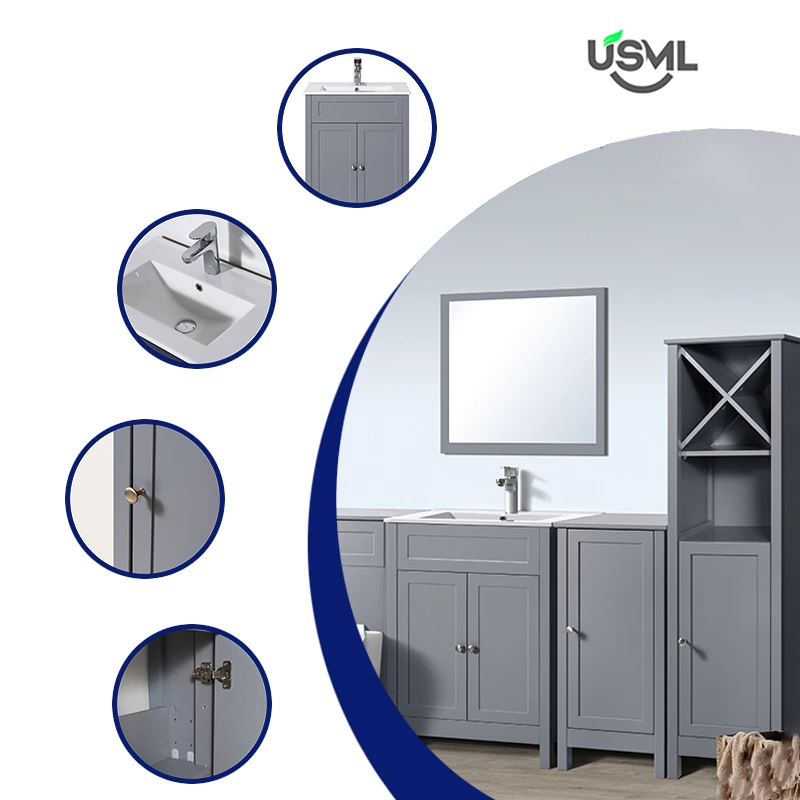 Elegant Design With Chrome Effect Knobs And DTC Soft-close Hinges For Doors Bathroom Cabinet