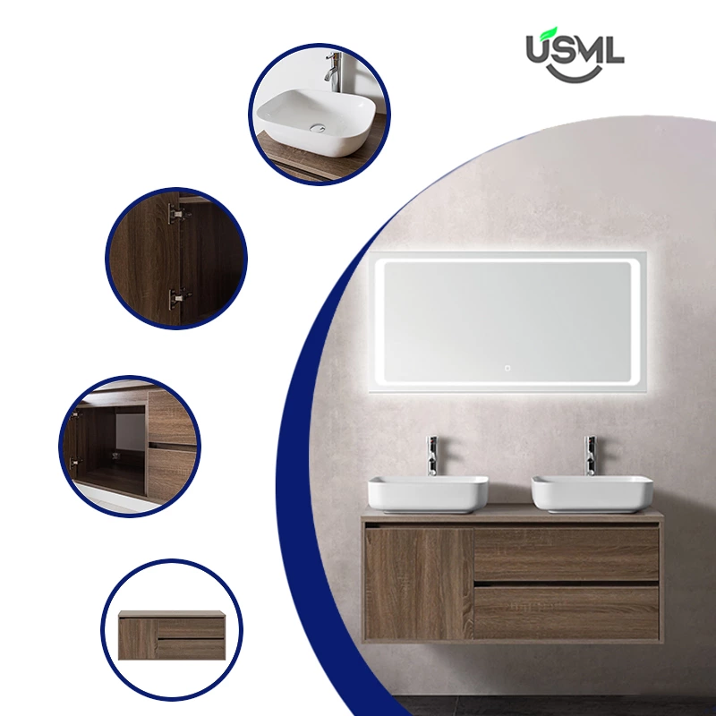 Bathrom Cabinet Modern Design DTC Soft Close Sliding Rail With 1 Door And 2 Wood Drawers