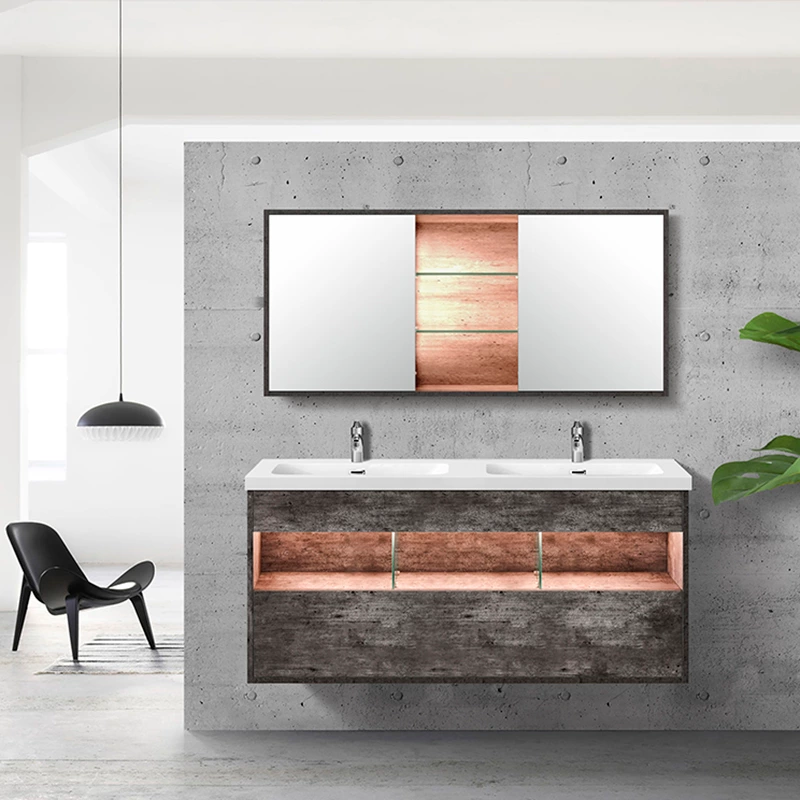 U-shaped Design With Dtc Soft-close Drawers, Elegant Mirror Cabinet With Glass Shelves