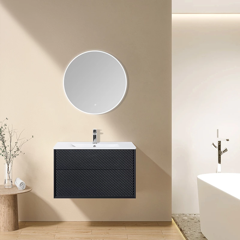 Bathroom Cabinet Modern Design With Diamond-shaped Carvings DTC Soft-close Drawers With Adjustable Hinge Hooks