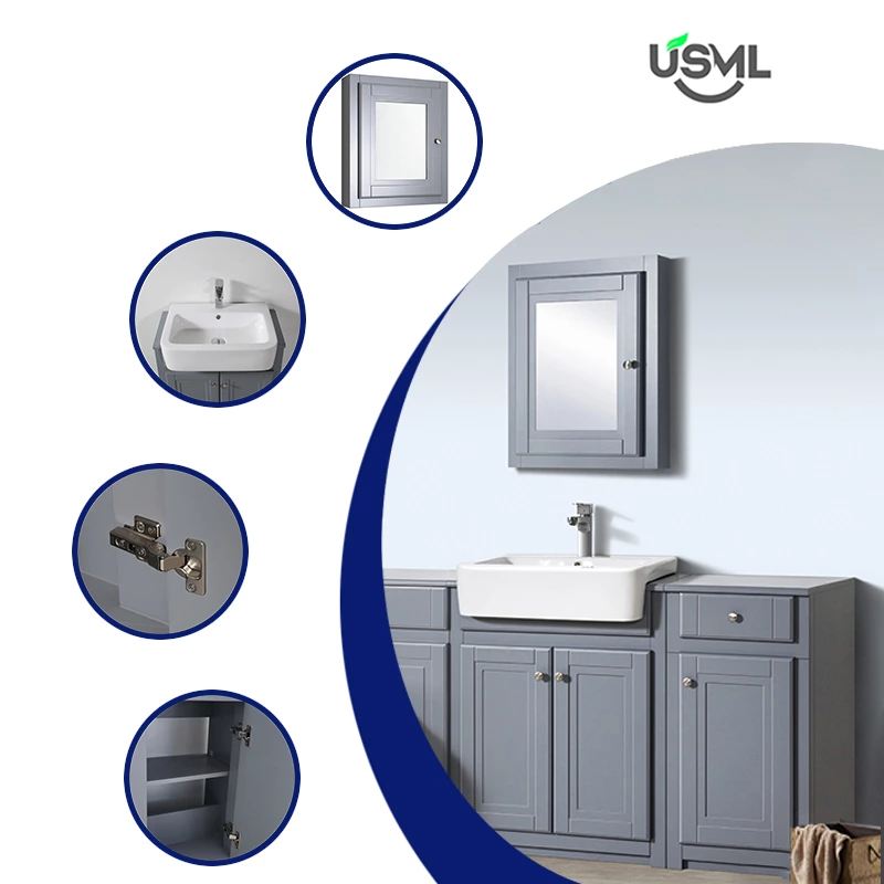 Elegant Design With Chrome Effect Knobs And DTC Soft-close Hinges For Doors Bathroom Mirror Cabinet