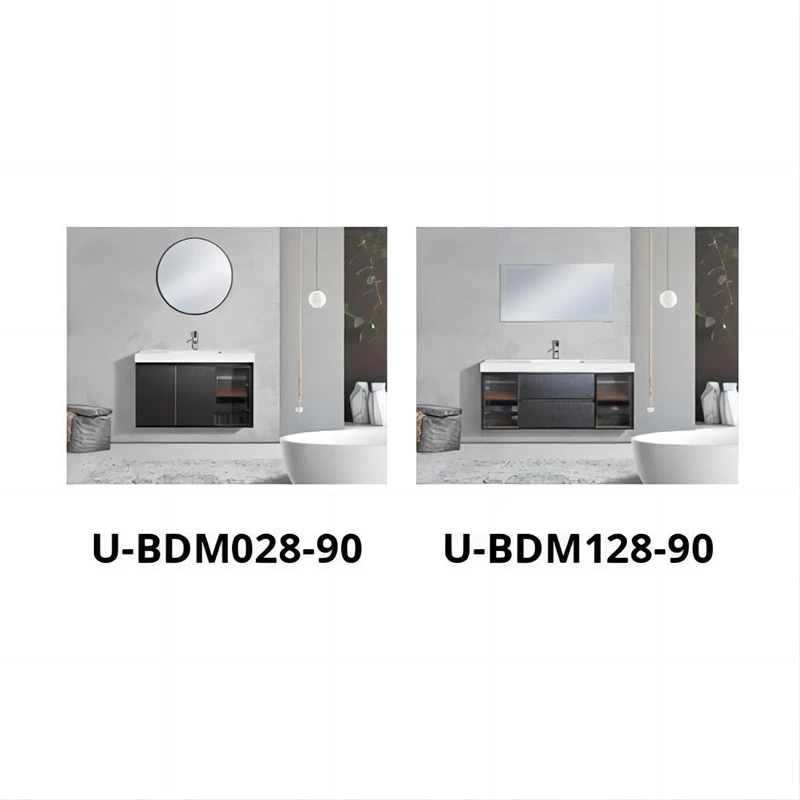 U-shaped Design With DTC Soft-close Drawers, Elegant Mirror With Glass Shelves Bathroom Cabinet