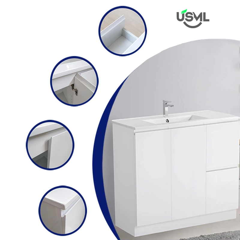 Durable DTC Softy Sliding Rail Modern Design For High Glossy White Bathroom Cabinet With Integrated Drawer