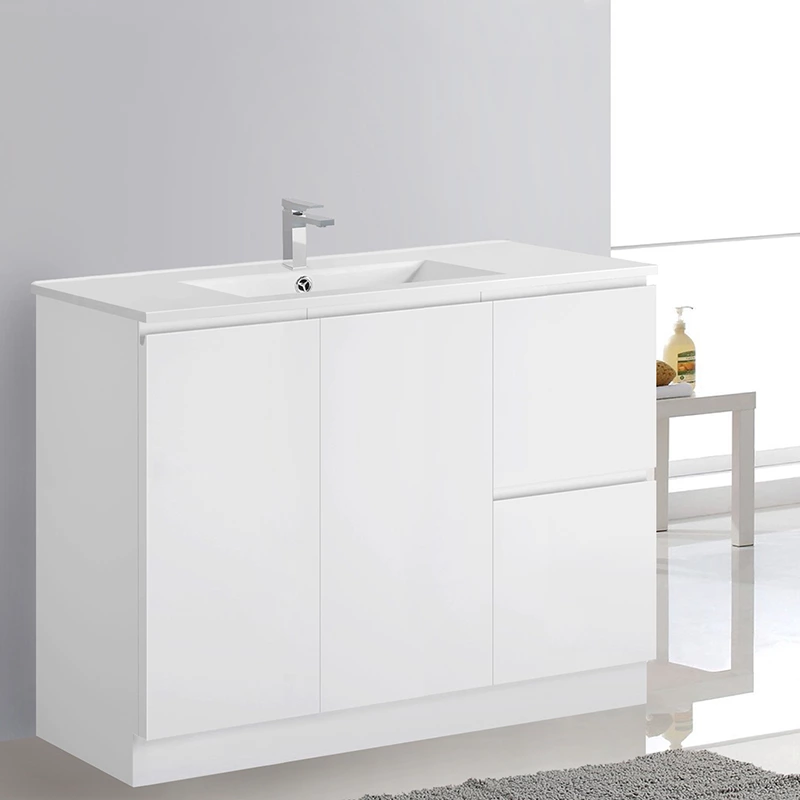 Durable DTC Softy Sliding Rail Modern Design For High Glossy White Bathroom Cabinet With Integrated Drawer