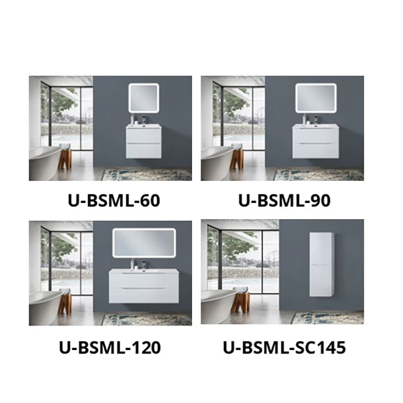 Bathroom Cabinet Modern Design With Smile-Shaped invisible handle DTC Soft-close Drawers With Adjustable Hinge Hooks