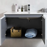 Bathroom Storage Cabinet DTC Soft Close Sliding Rail With 2 Doors And  Side Cabinet With Glass Shelves