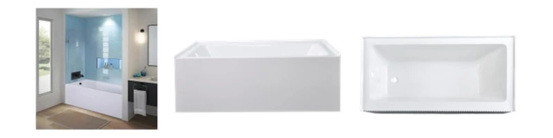 60"X32" 60"X30" Stylish Durable Acrylic Alcove Bathtubs with armrest design with right or left drain